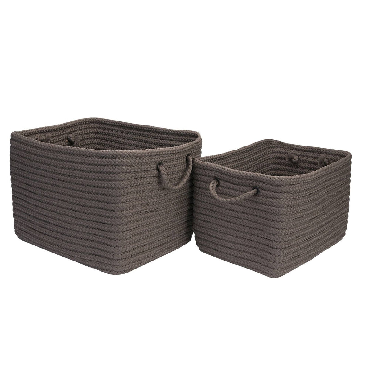 16x22 Gravel Gray Rectangular Braided Storage Basket A67443