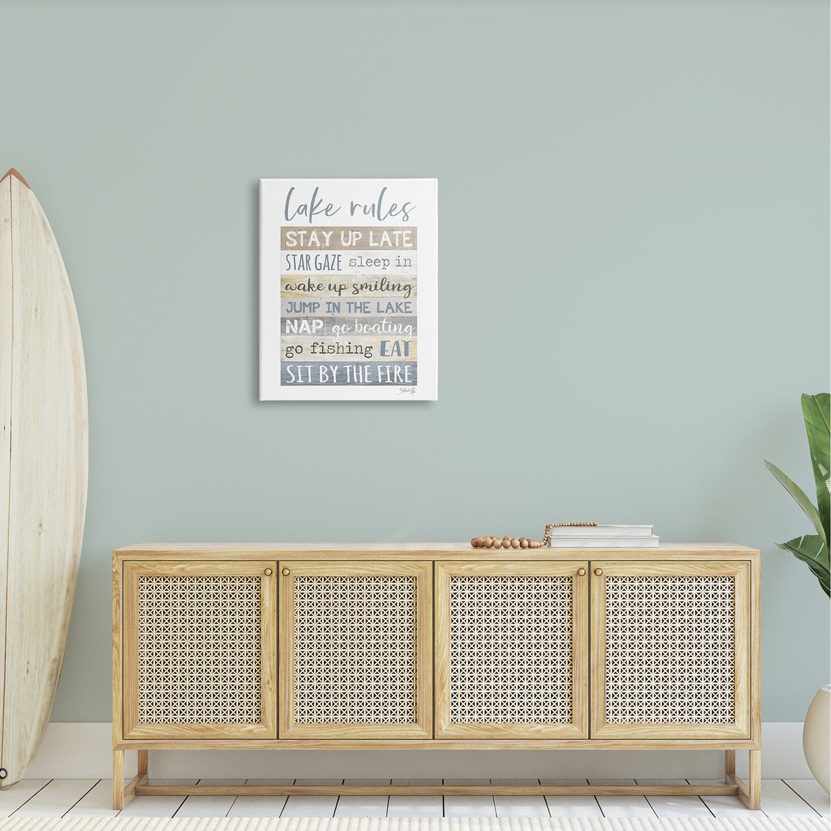 Lake Rules Typography Rustic Vacation Cabin Sign Canvas Wall Art, 24 x 30 Q74259