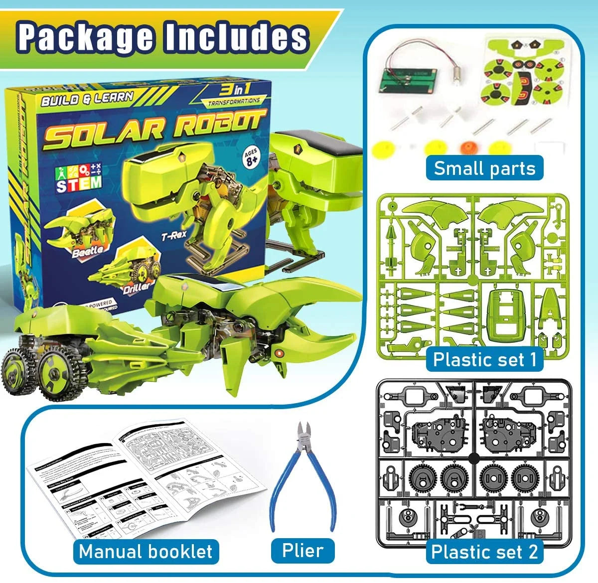 Solar Robot Kit 3-in-1 STEM Projects Robot Kit T765720