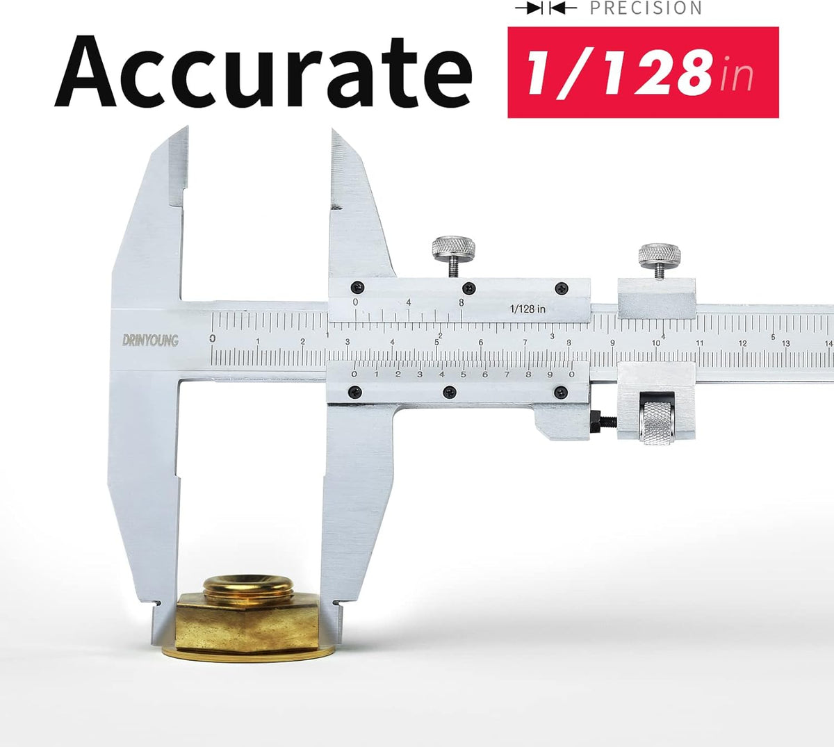 High-Precision All-Metal Vernier Caliper, Inch/Metric, 0-12"/0-300mm, Pack of 2 E27355