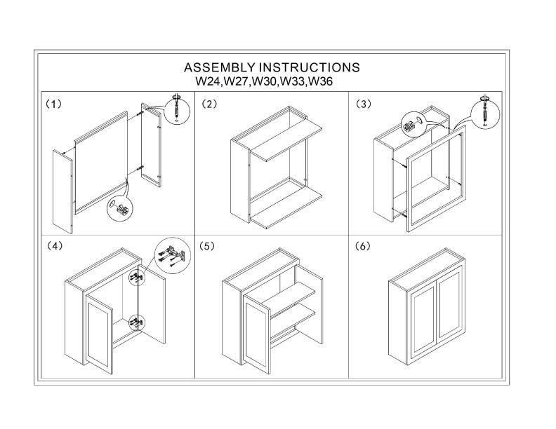 24 inch Wide 30 inch Tall 14 inch Deep Kitchen Cabinet Snow White Inset Shaker Double Door Unassembled F95629