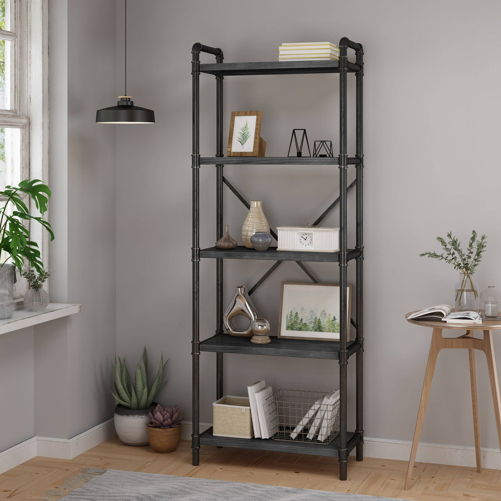Industrial Iron Five Shelf Bookcase X965425