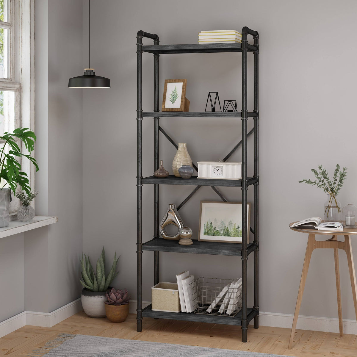 Industrial Iron Five Shelf Bookcase X965425