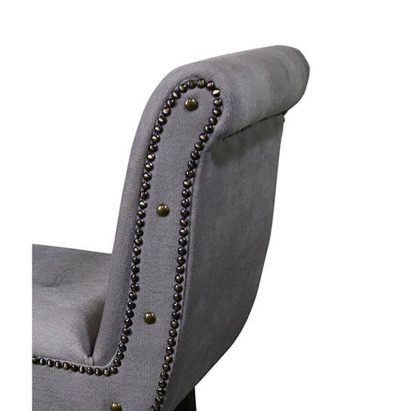 Gray Nail Head Stud Arm Roll Bench M3850
