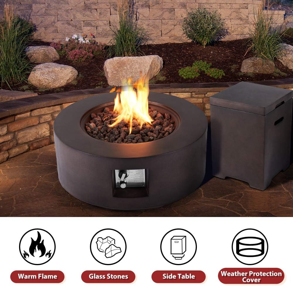 30in Outdoor Propane Fire Pit with Lava Rocks D833