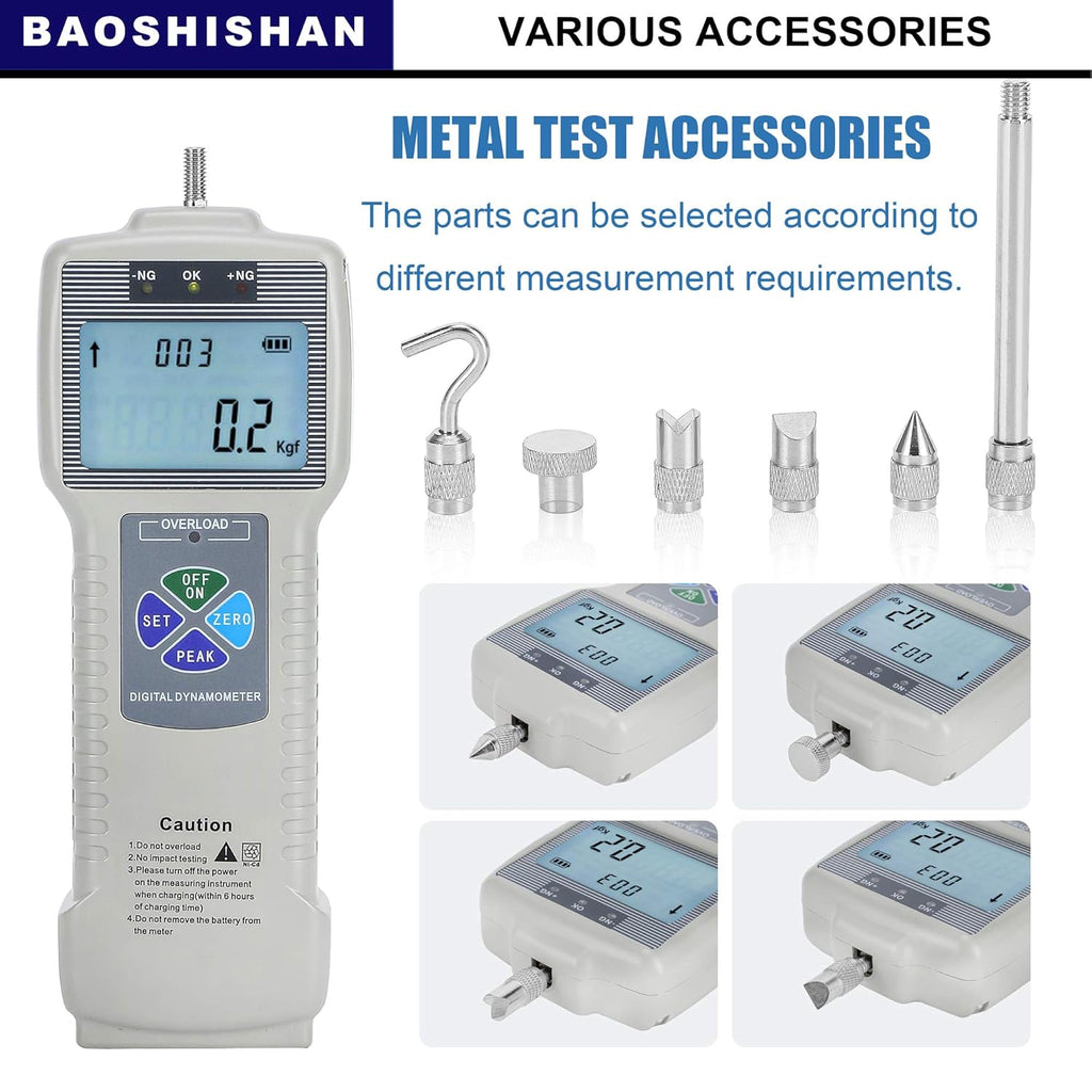 Digital Force Gauge Push Pull Gauge with Output Function, LCD Backlit Display, Metal Enclosures I186