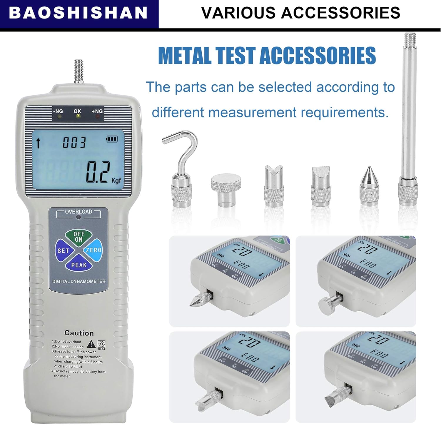 Digital Force Gauge Push Pull Gauge with Output Function, LCD Backlit Display, Metal Enclosures I186