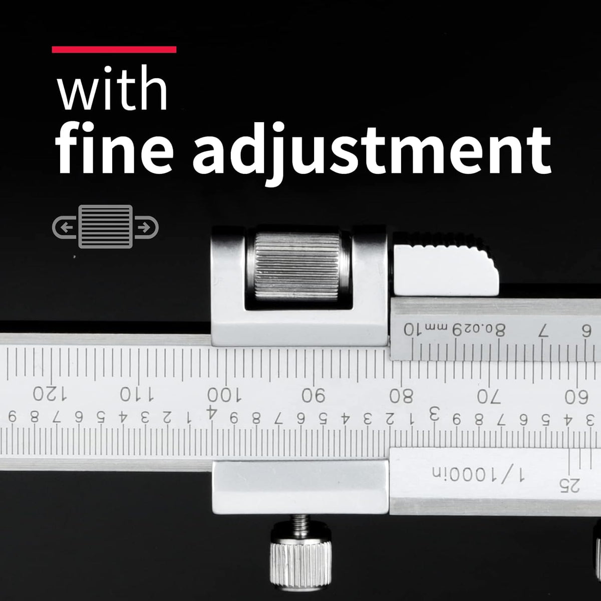 High-Precision All-Metal Vernier Caliper, Inch/Metric, 0-12"/0-300mm, Pack of 2 E27355