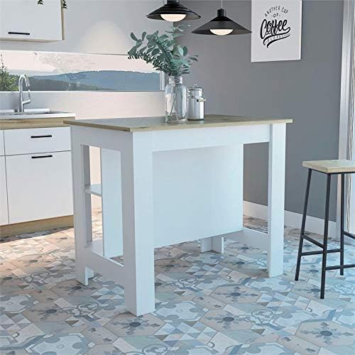 White Base Light Oak Top Kitchen Island N96629