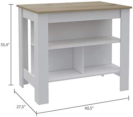 White Base Light Oak Top Kitchen Island N96629