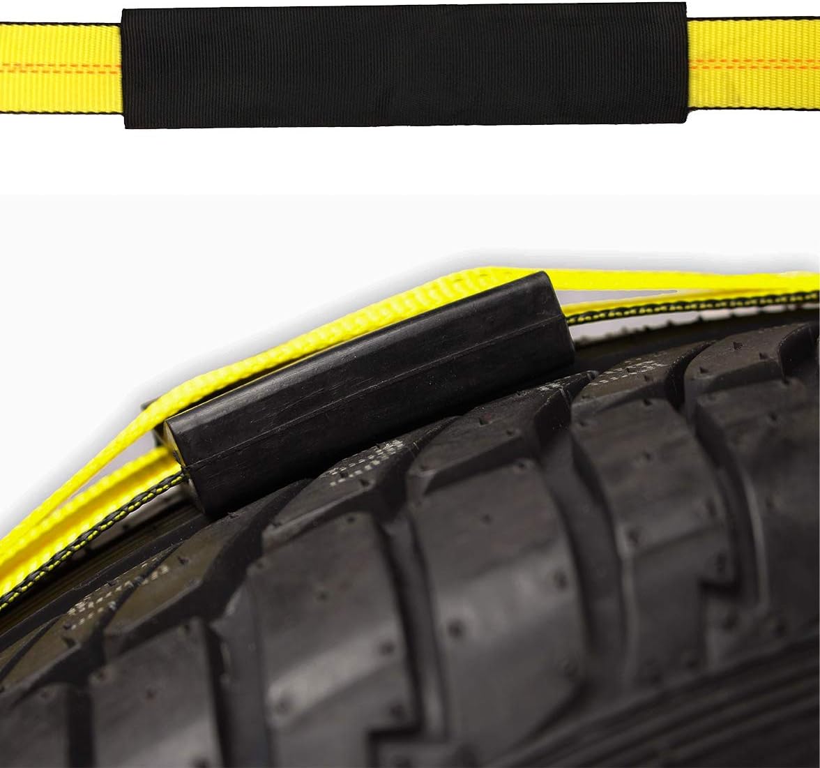 4 Wheel Straps with E-Track Fittings and 3 Rubber Blocks, 11’ x 2” Ratchet Strap, Pack of 2 X534150