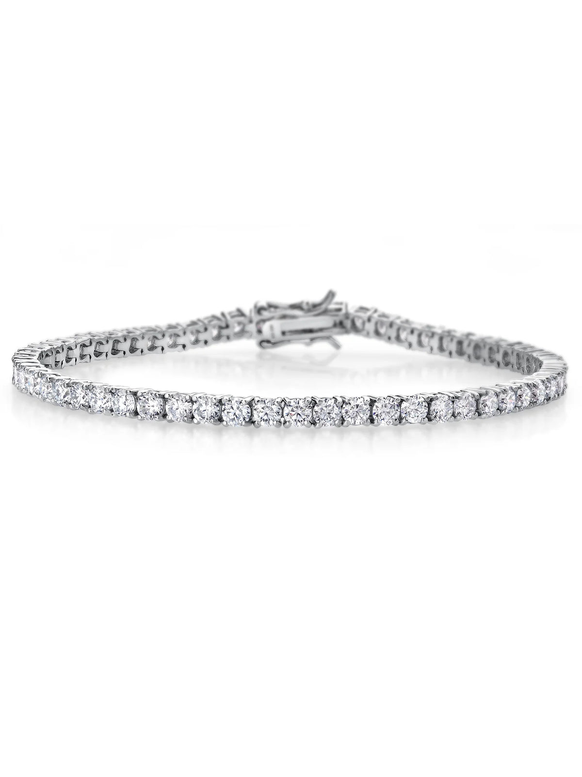 925 Sterling Silver Moissanites Tennis Bracelet Pendant Necklace Set, 6.00 Cttw, 7.25 inch, 1.54 Cttw, 18 inch Chain T732