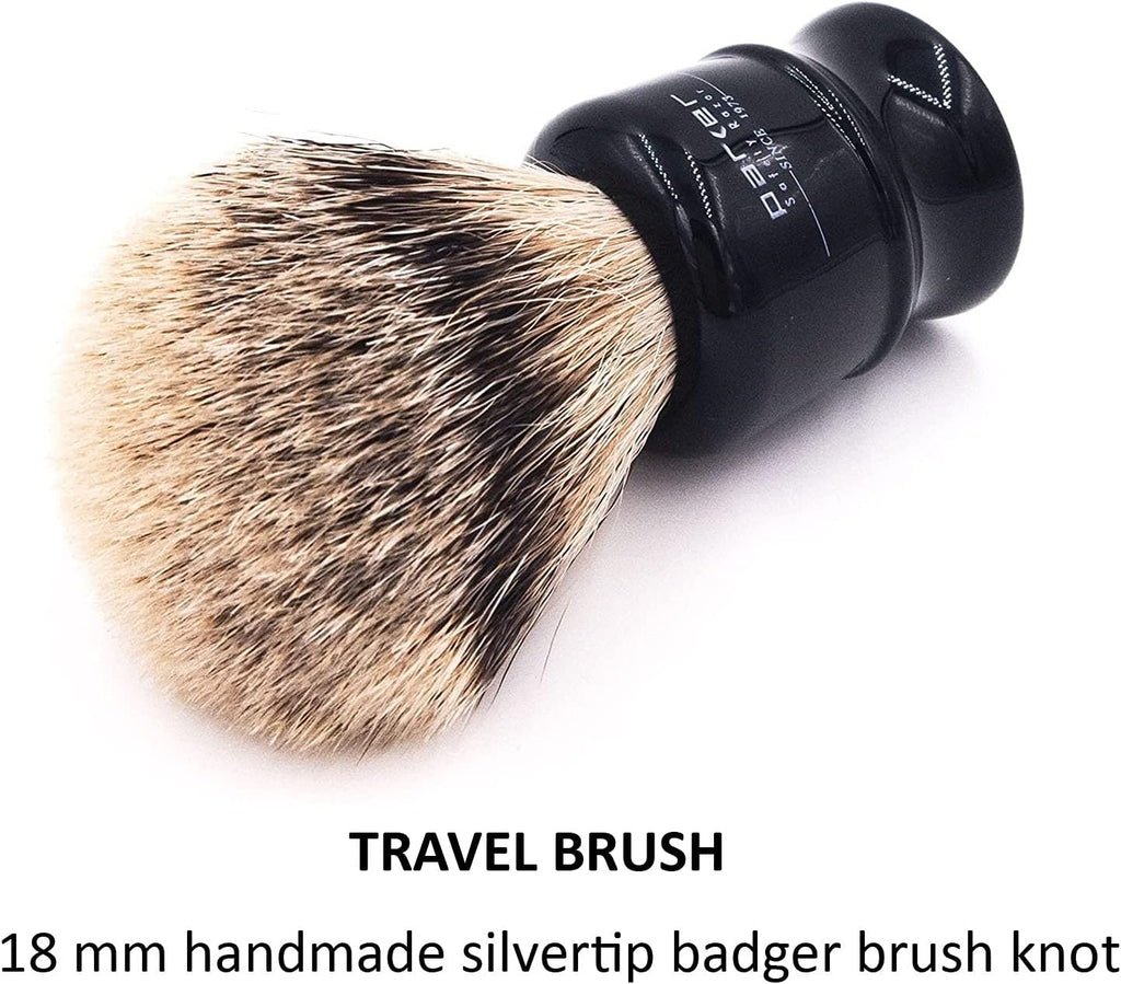 100% Silvertip Travel Shave Brush with Case, Black, Pack of 2 T4121