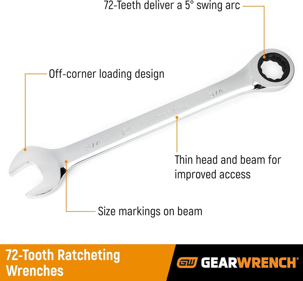 12 Pt. Ratcheting Combination Wrench, 1-5/16", Pack of 2 E1284