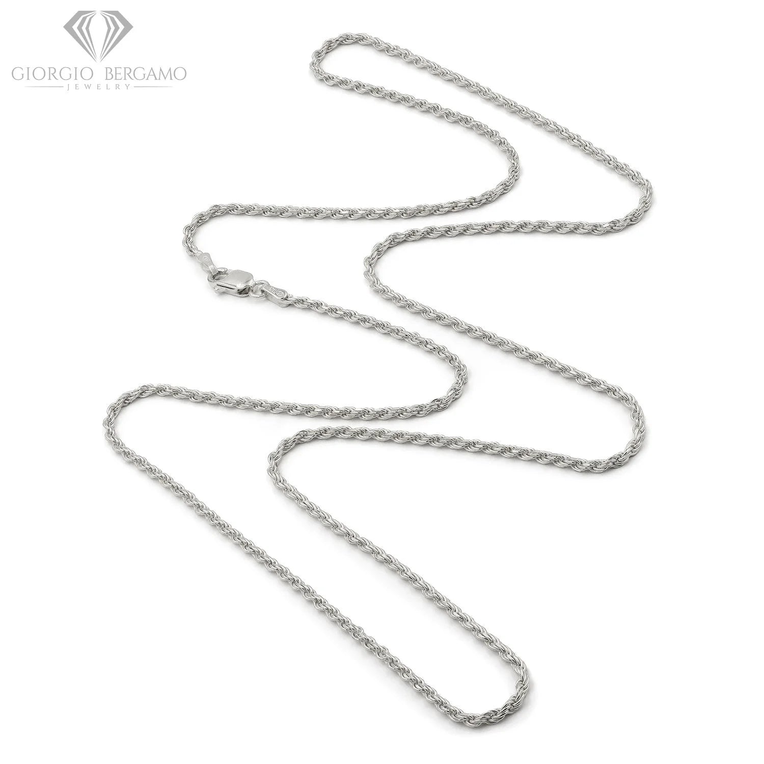925 Sterling Silver Rope Diamond Cut Chain Necklace C18197