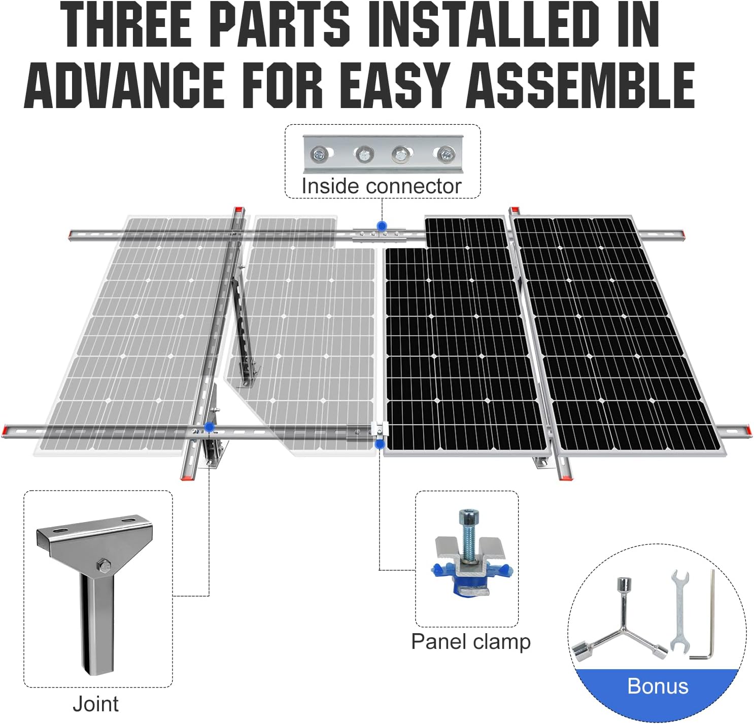 Adjustable Solar Panel Mounting Brackets Kit for 1-4pcs Solar Panels U370359