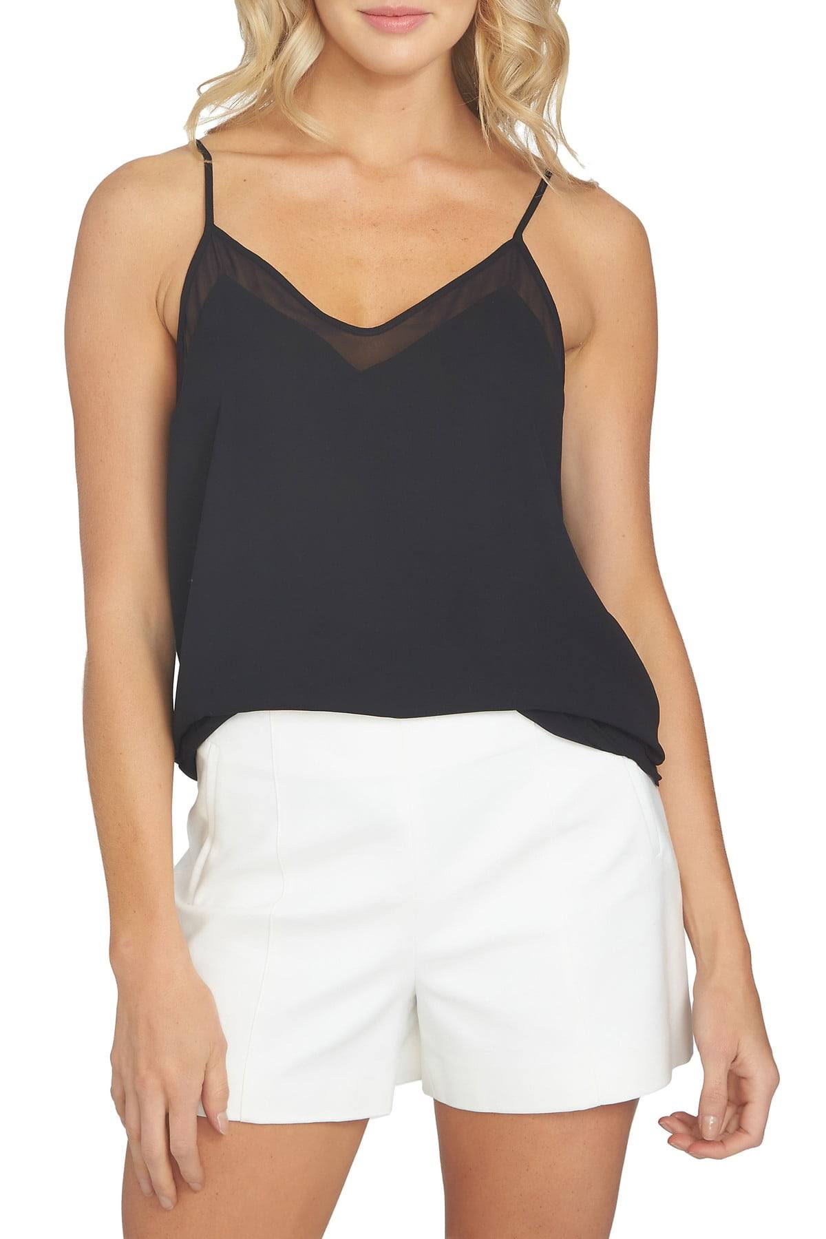 Rich Black Chiffon V Neck Camisole Top F5366