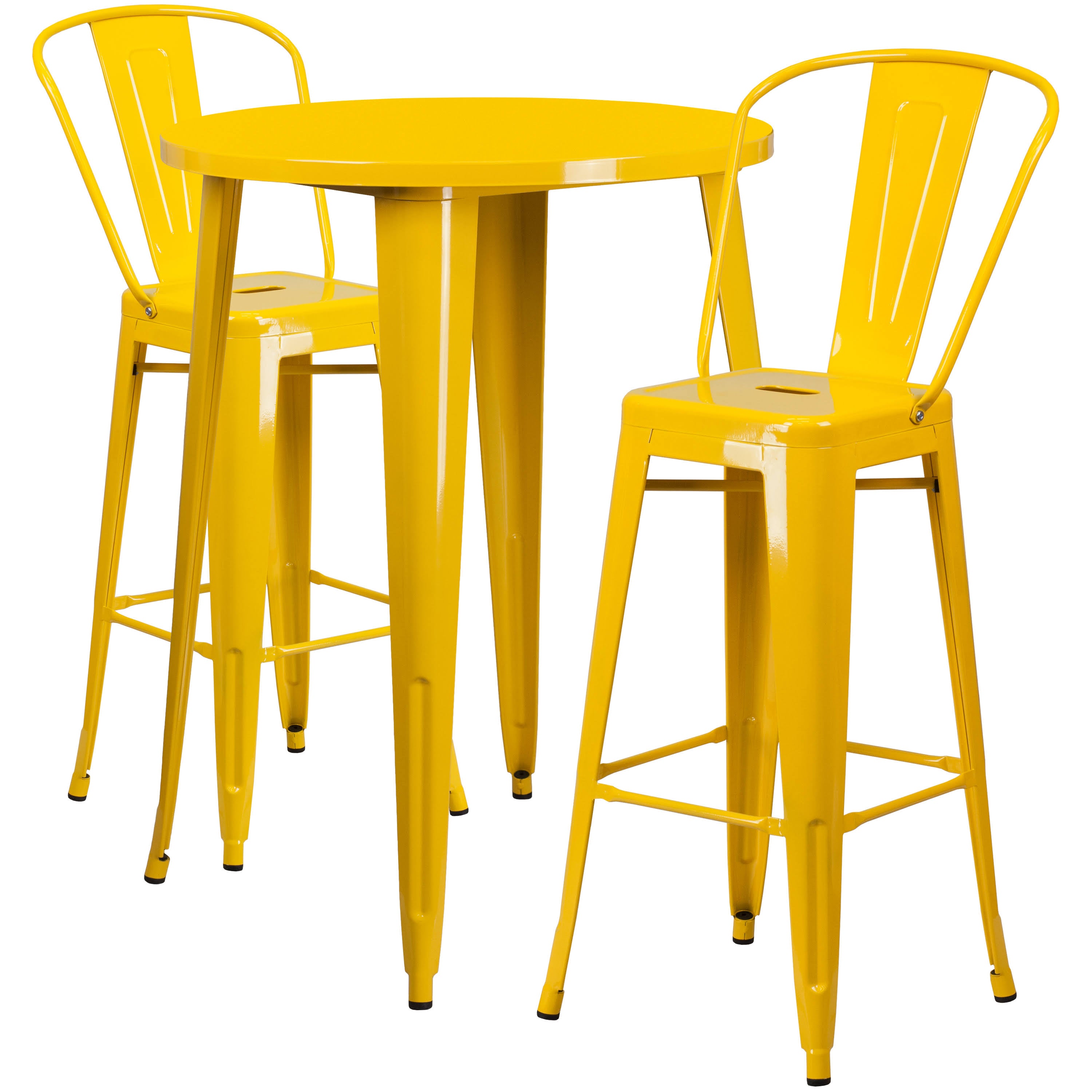 Round Green Metal Bar Table Set with 2 Stools K24398