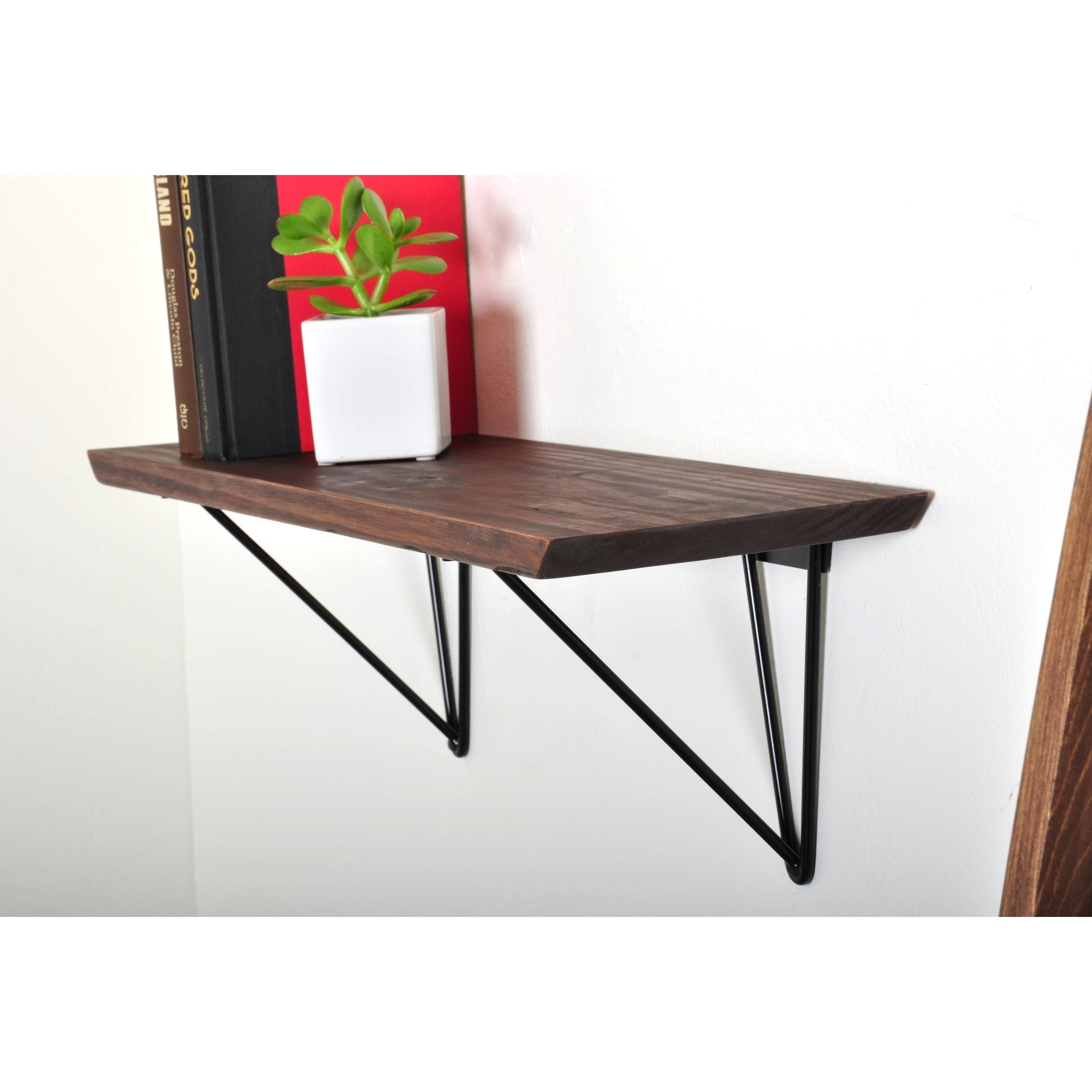Dark Brown Wood Bracket Shelf J303