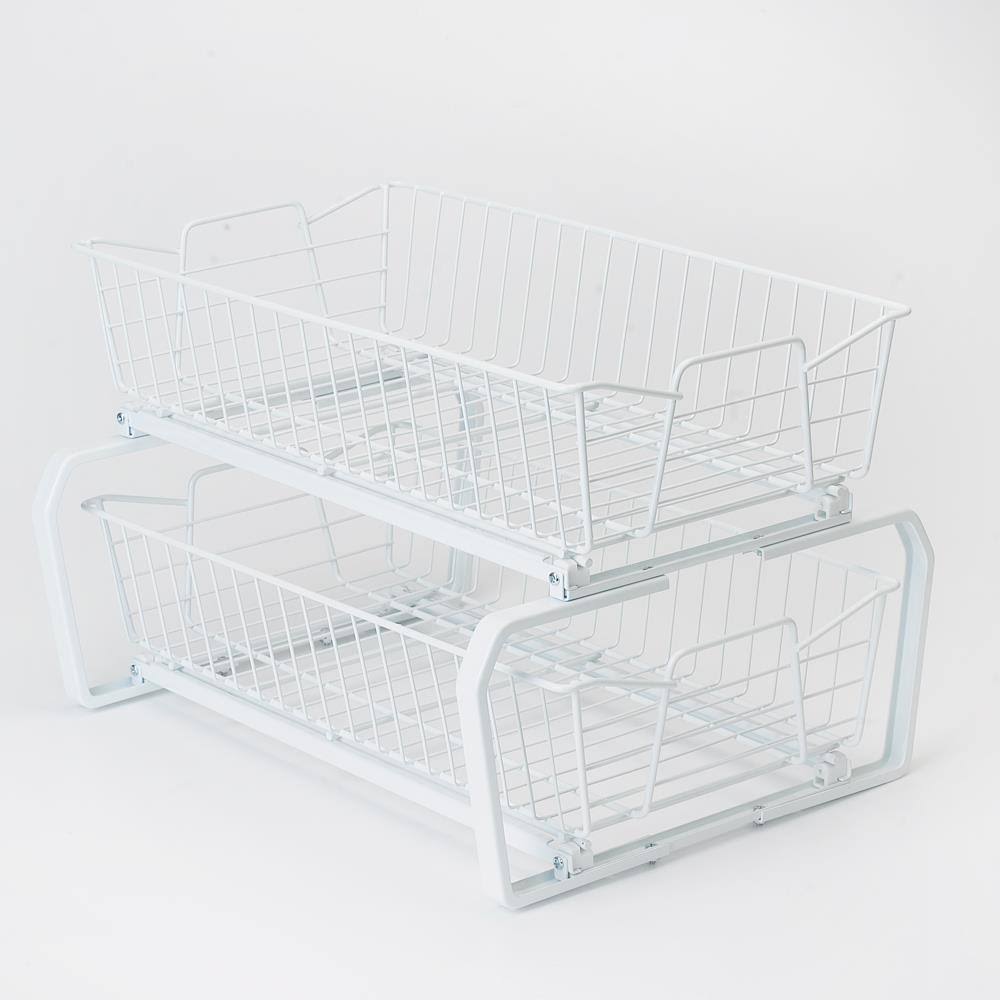 White 2 Tier Kitchen Cabinet Organizer D191366