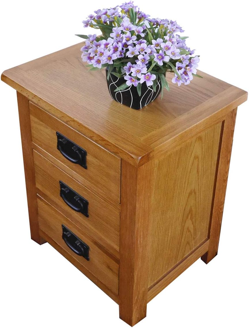 Oak Nightstand with Drawer, 3 Drawers Cabinet Board Nightstands Z824