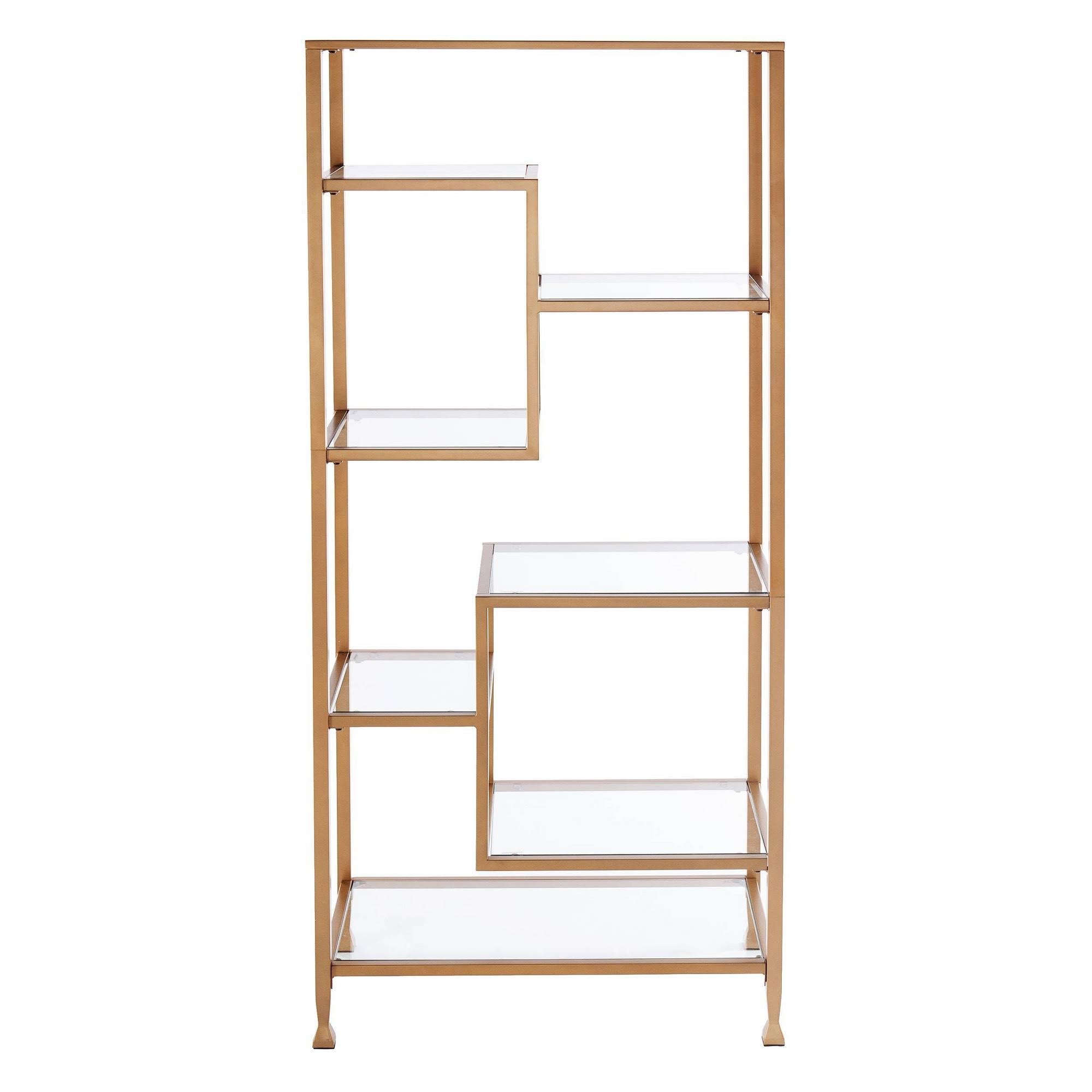 Gold Metal Glass Etagere Bookcase E923