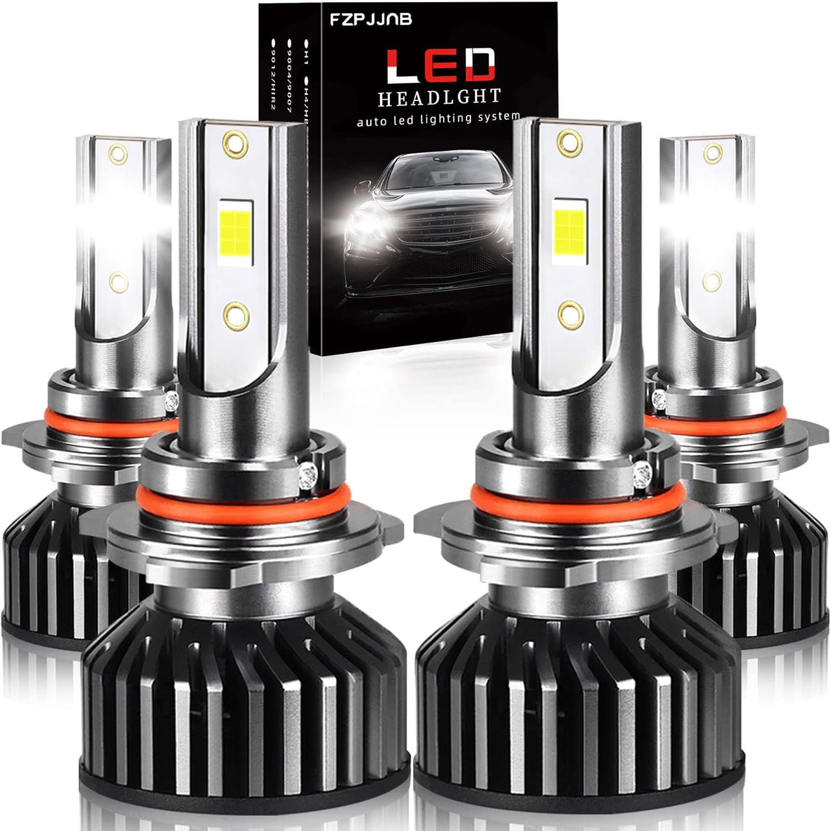 LED Headlight Bulbs 9005 High Beam + 9006 Low Beam, 6000K Cool White, Pack of 4 C7079