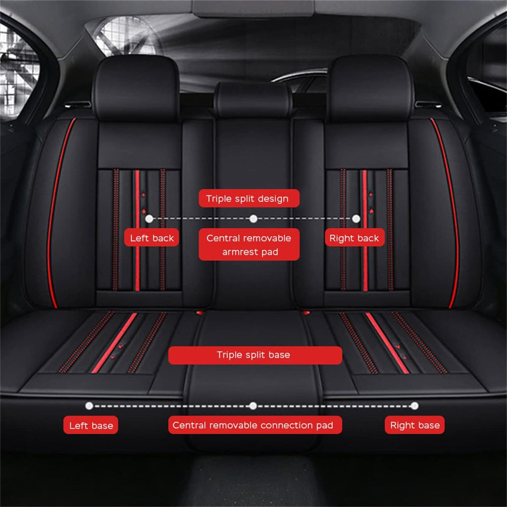 Waterproof PU Leather Car Seat Covers for Front and Rear Seats, Black E8995