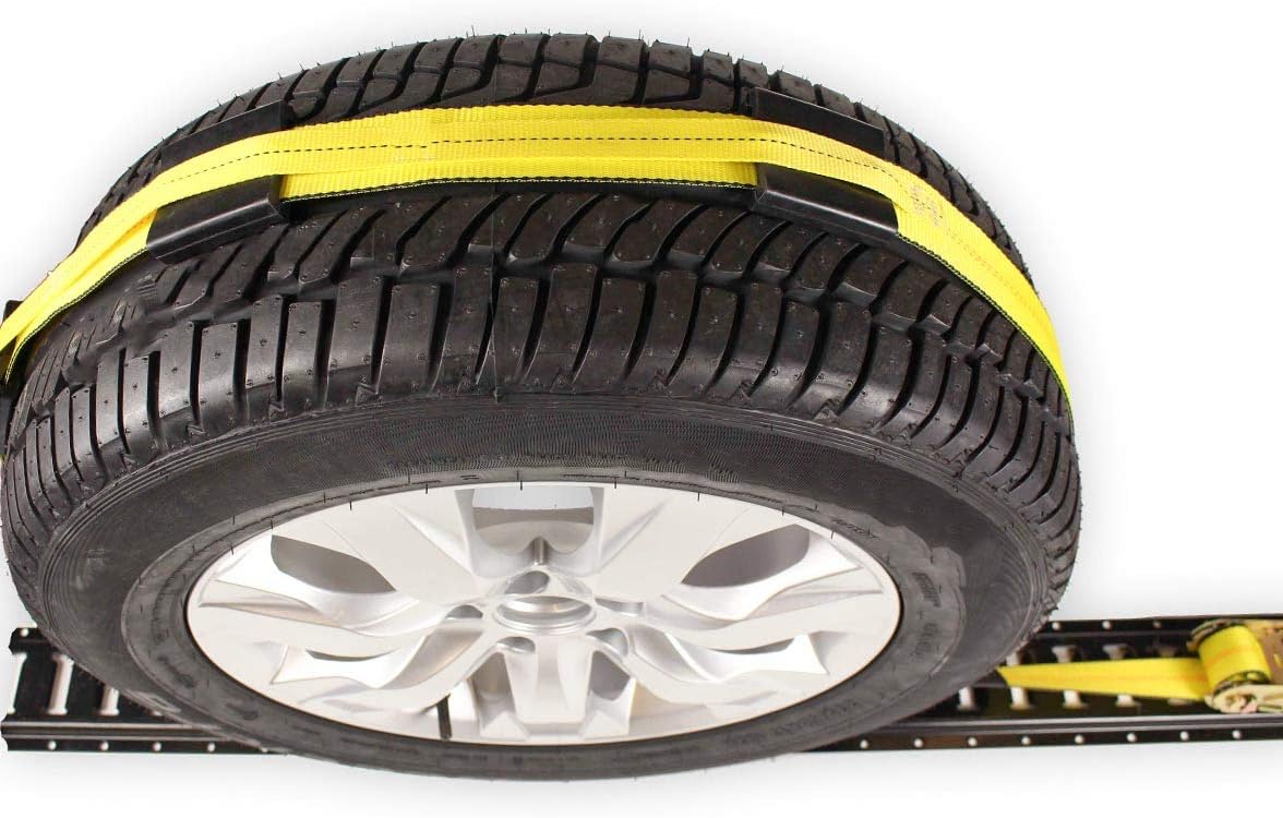 4 Wheel Straps with E-Track Fittings and 3 Rubber Blocks, 11’ x 2” Ratchet Strap, Pack of 2 X534150