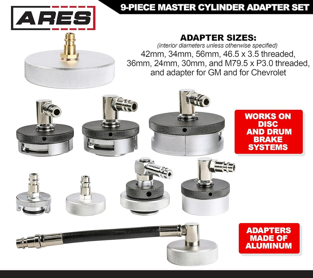 9-Piece Master Cylinder Adapter Set for Brake Fluid Bleeding D968637