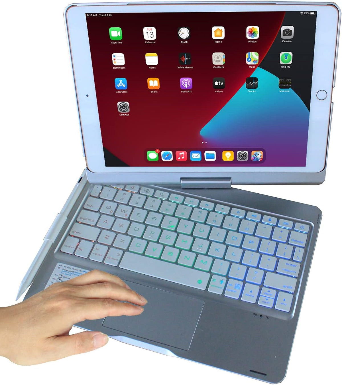 Silver Touchpad Keyboard Case for iPad Air 5th 2022 /Air 4th 2020/iPad Pro 11” 2021 3rd/2020 2nd/2018 1st Gen J956449