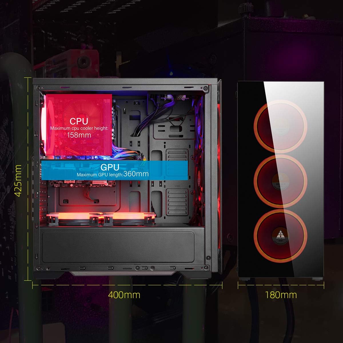 ATX Computer Case with Acrylic Side Panel F164495