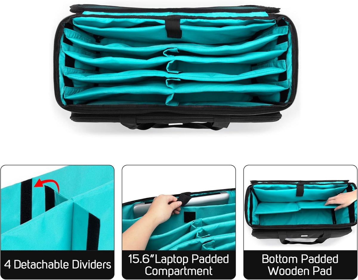 Large Cable File Bag with Padded Bottom and Detachable Dividers, Black Z395418