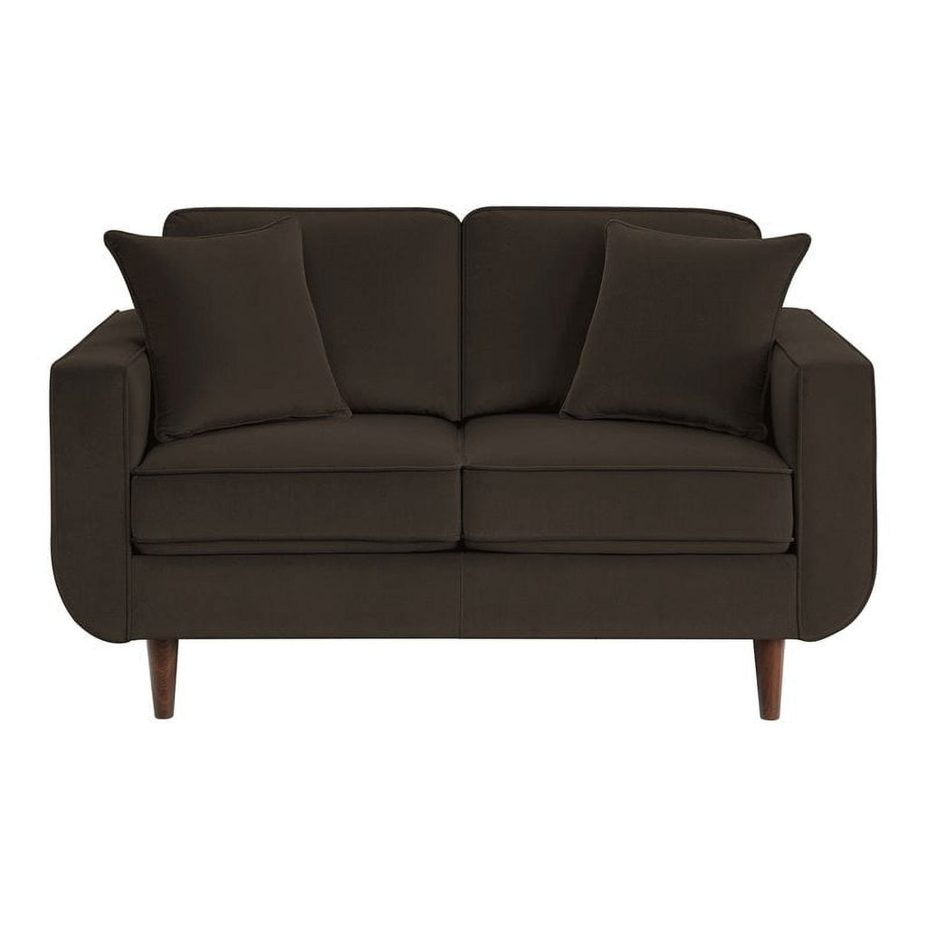 Chocolate Velvet Wood Loveseat I1088