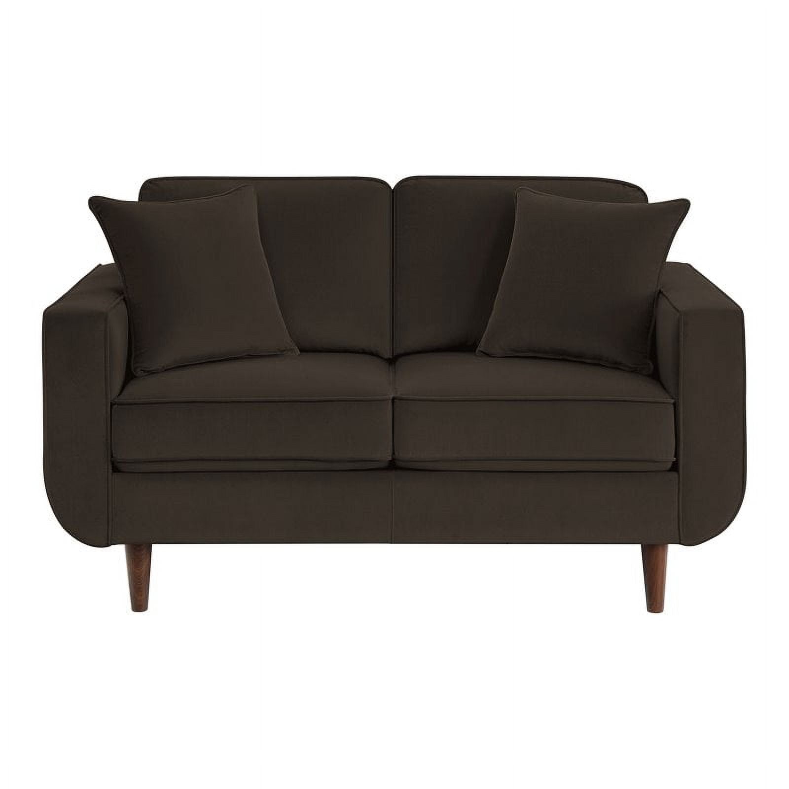 Chocolate Velvet Wood Loveseat I1088