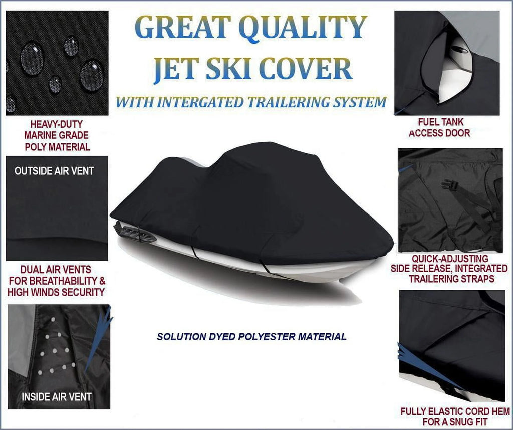 Black Jet Ski PWC Watercraft Cover 1-2 Seater V8112
