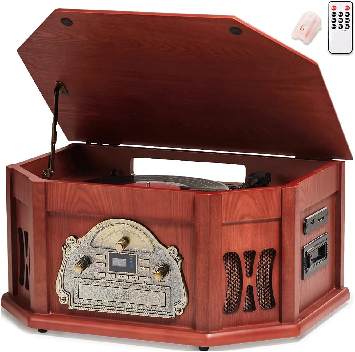10-in-1 Bluetooth Record Player with 2 Built-in Speakers D34325