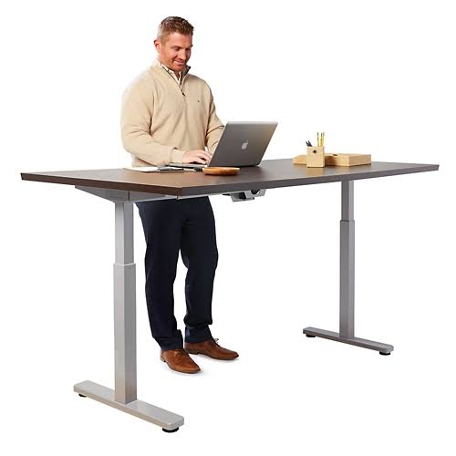 Height Adjustable Table American Espresso Top Silver Base G152163