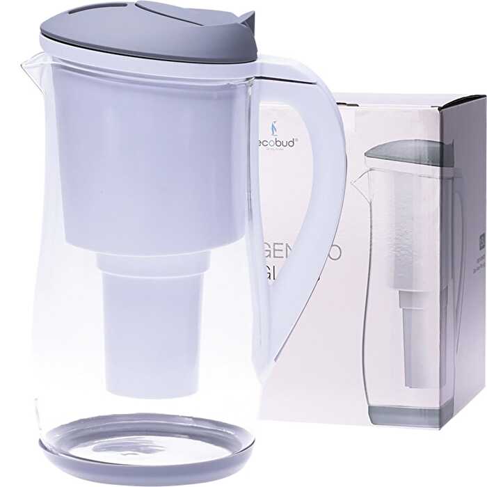 Grey & White Glass Water Filter Jug 1500ml K2103