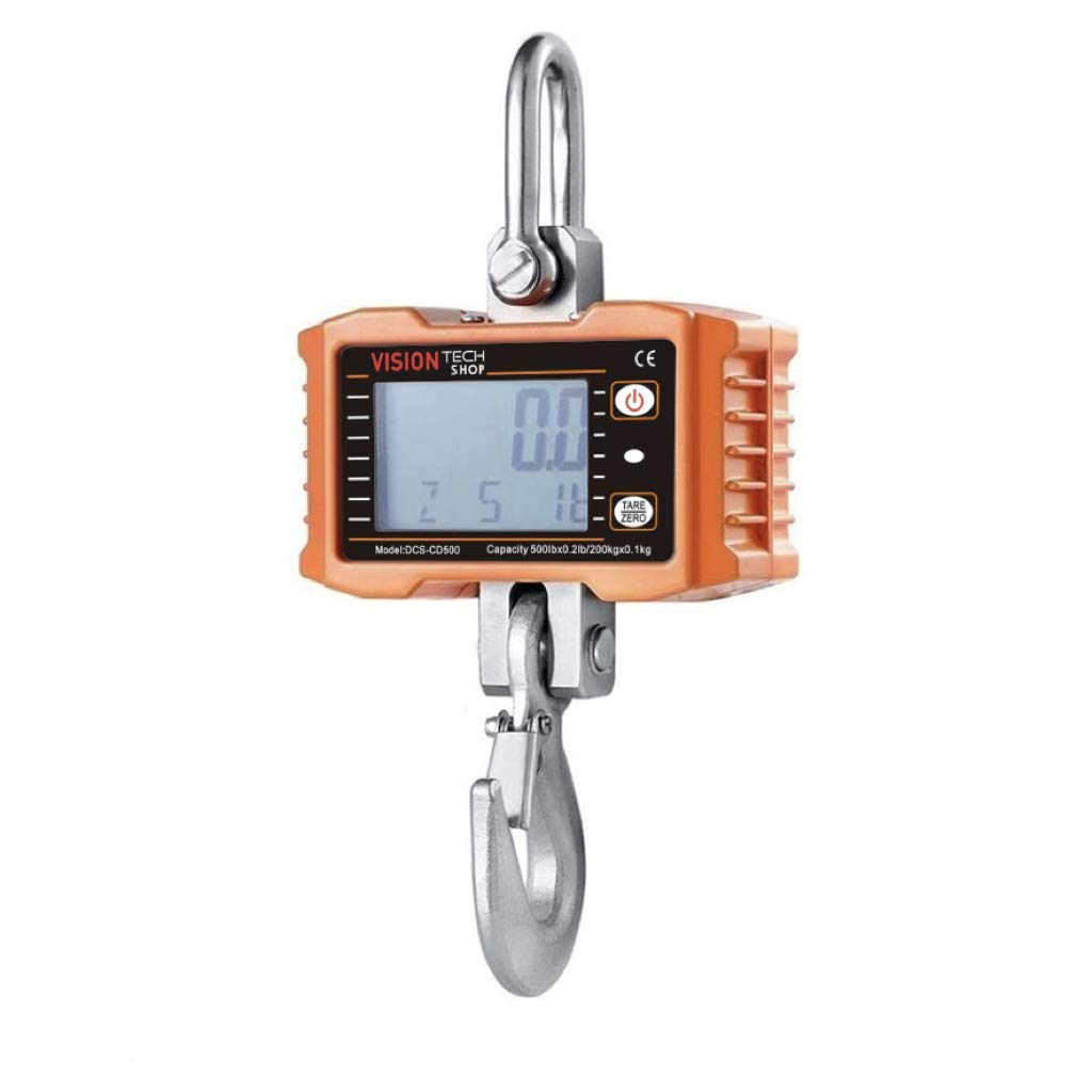 Digital Crane Scale 1000lb 500kg Heavy Duty Compact Hanging Scale LED Display R8064