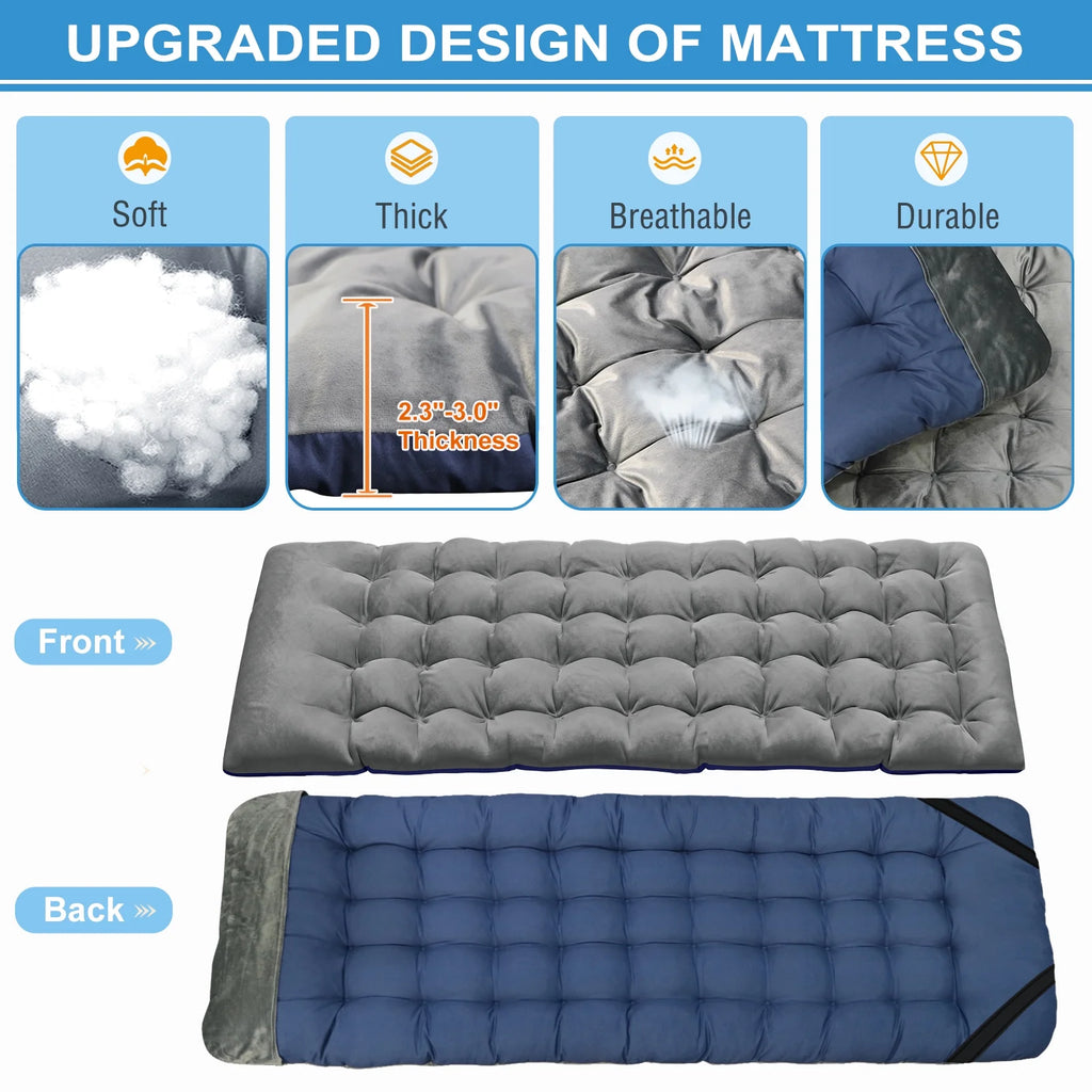 Folding Camping Bed with Mattress & Carry Bag, Heavy Duty Sleeping Cot with 4D Pillow W253