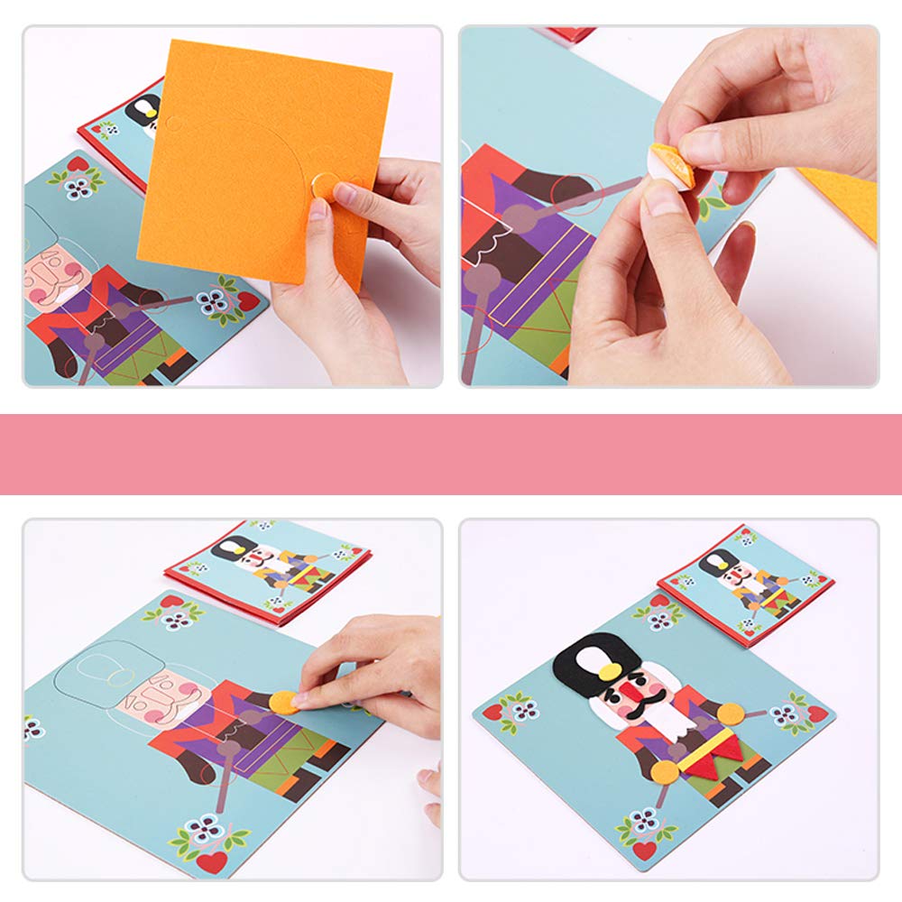 Fuzzy Felt Picture Sticky Mosaics 6 Templates Art Kits S216