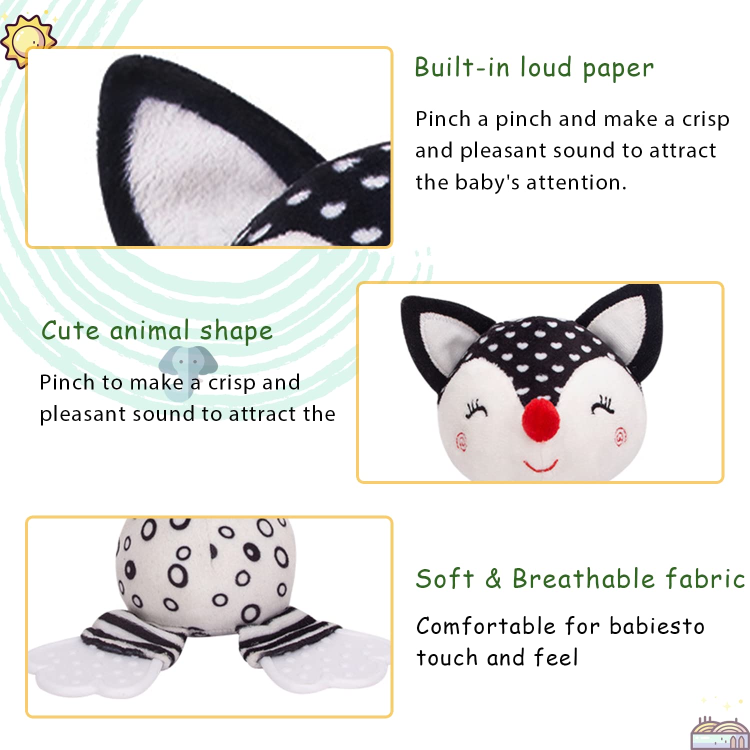 Baby Soft Rattles Teether Plush Rings for Infants V6466