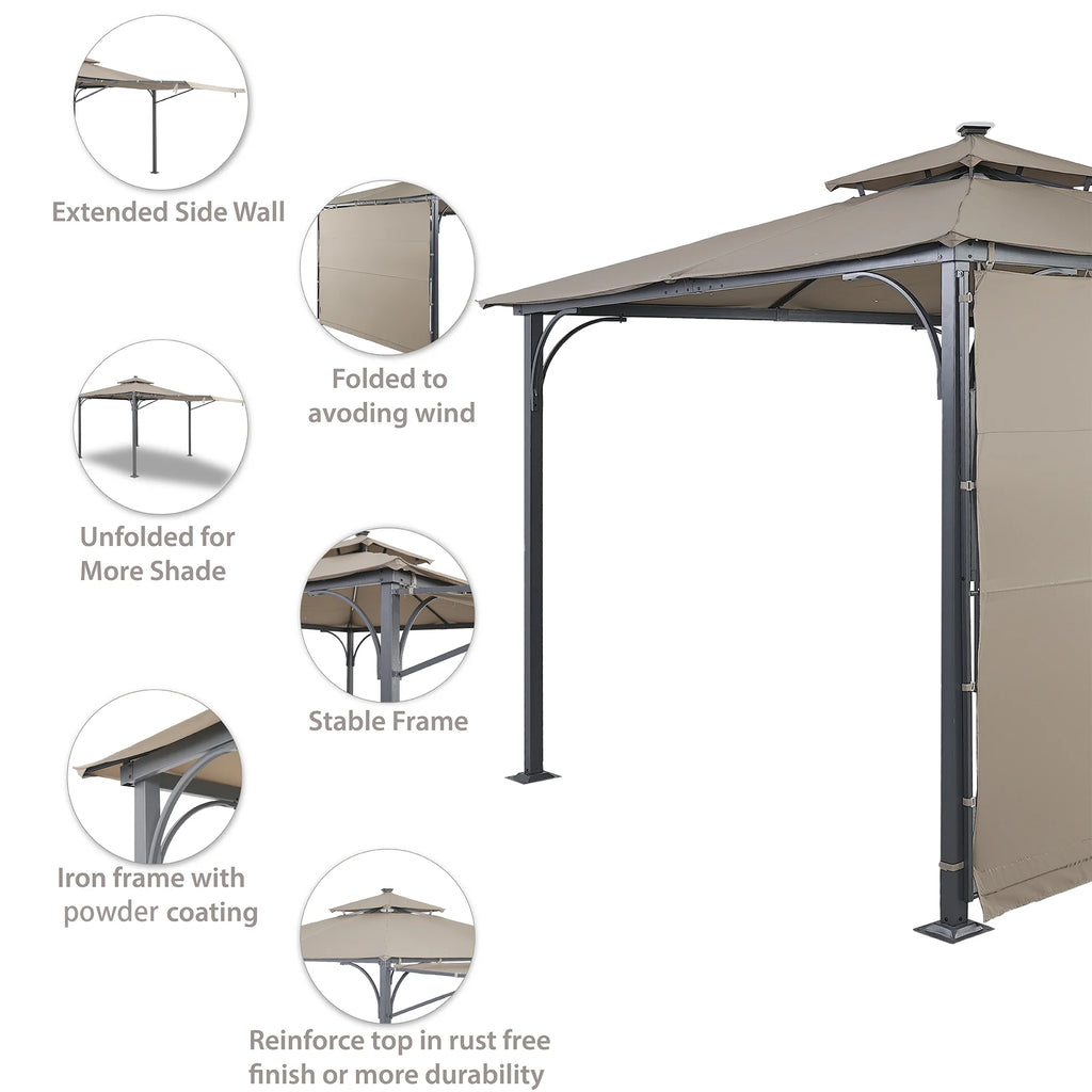 Brown 9.8ft.L x 9.8ft.W Gazebo with LED Light W22605