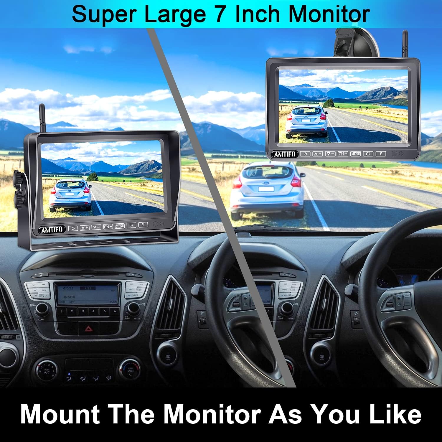 Wireless 7 Inch HD 1080P Backup Camera System with DVR Monitor U968123