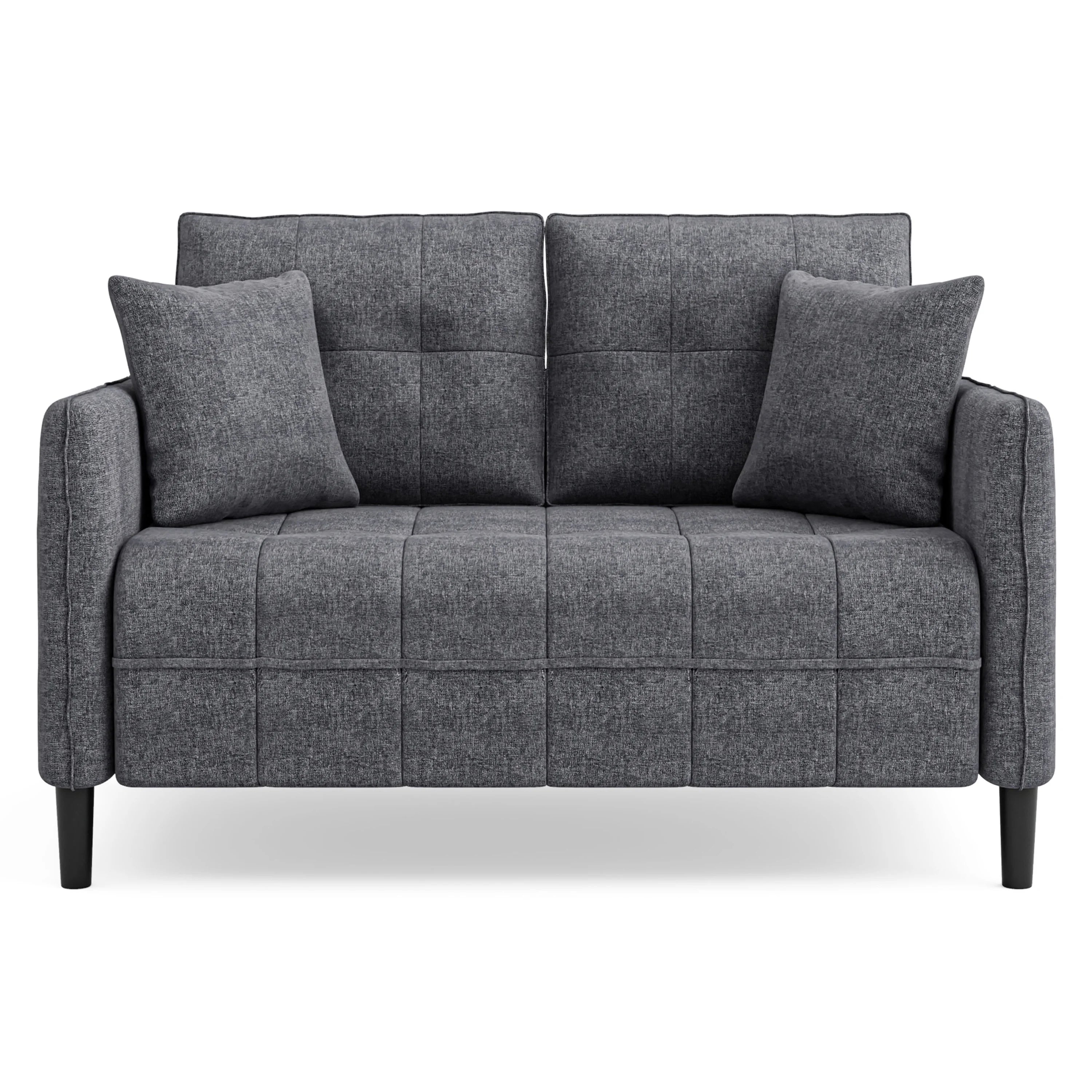 Dark Gray Chenille Tufted Loveseat A566