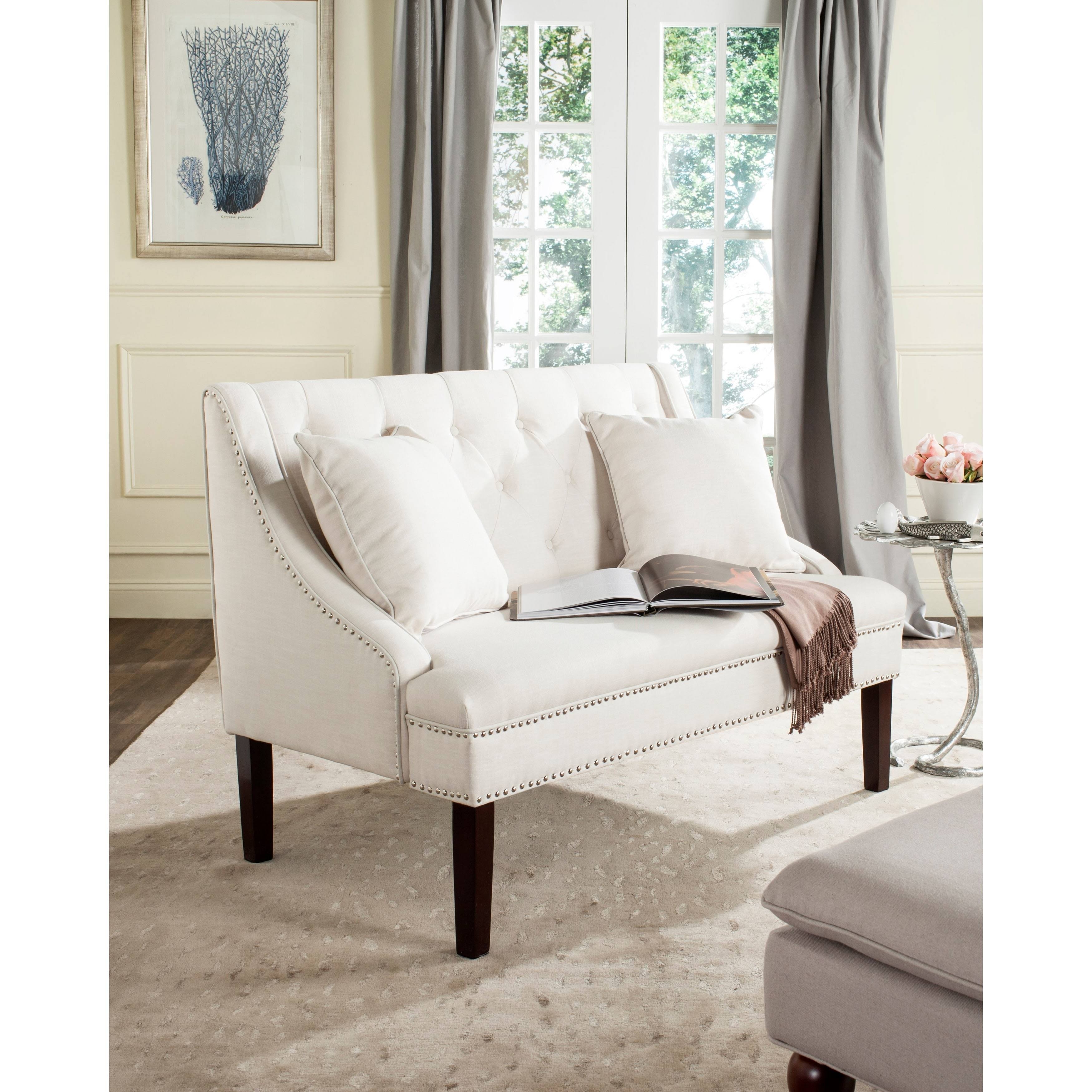 Light Beige Linen Settee M597