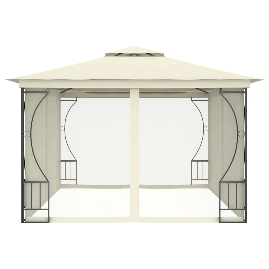 Party Tent Outdoor Gazebo Canopy with Nets Sun Shade Shelter Steel Frame Cream 9.8ft x 13.1ft x 8.7ft Z72331