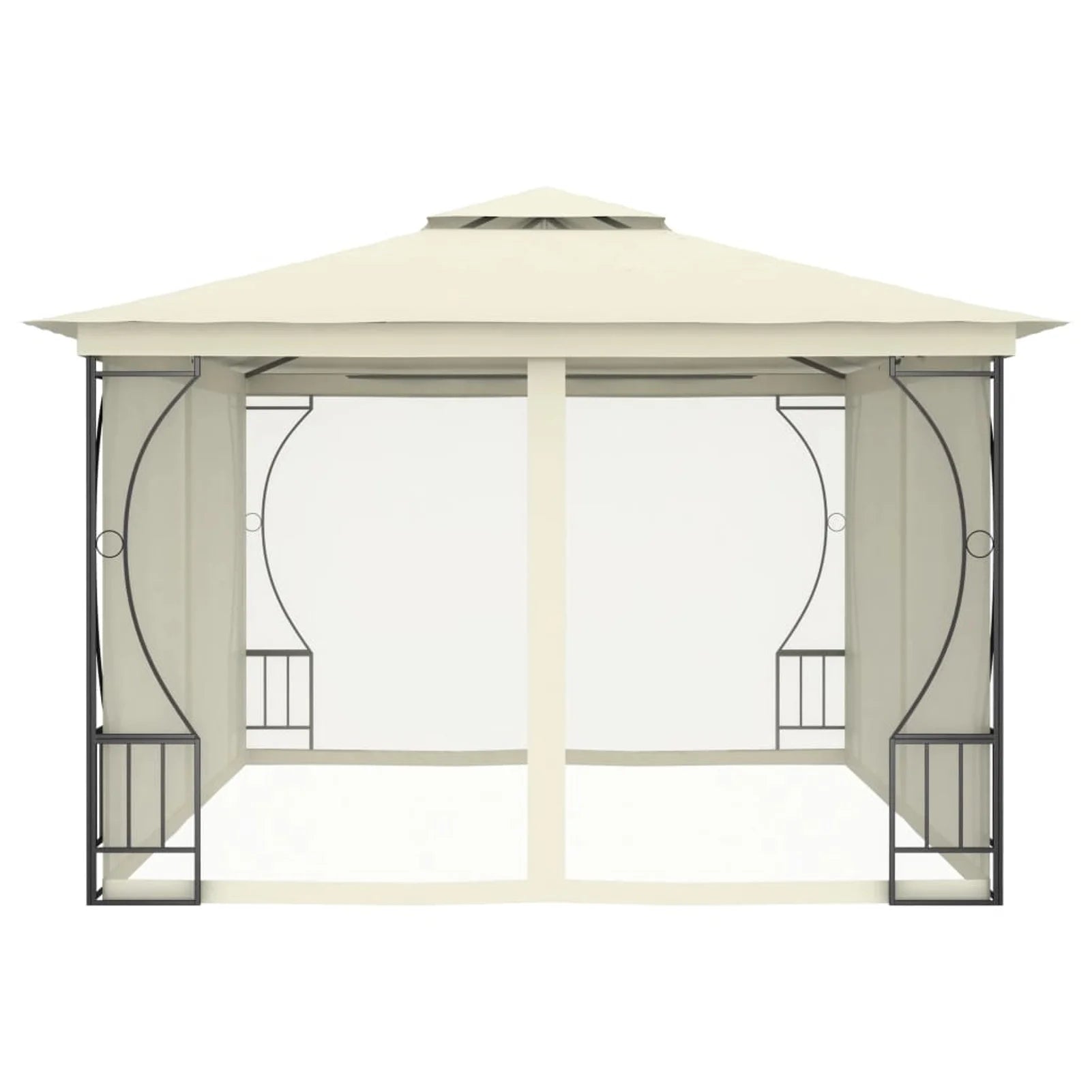 Party Tent Outdoor Gazebo Canopy with Nets Sun Shade Shelter Steel Frame Cream 9.8ft x 13.1ft x 8.7ft Z72331