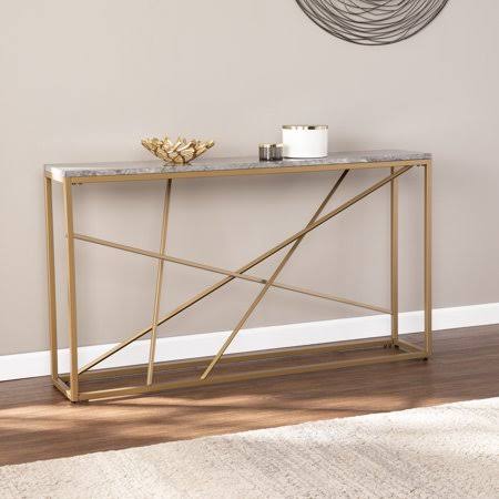Faux Marble Skinny Console Table V604